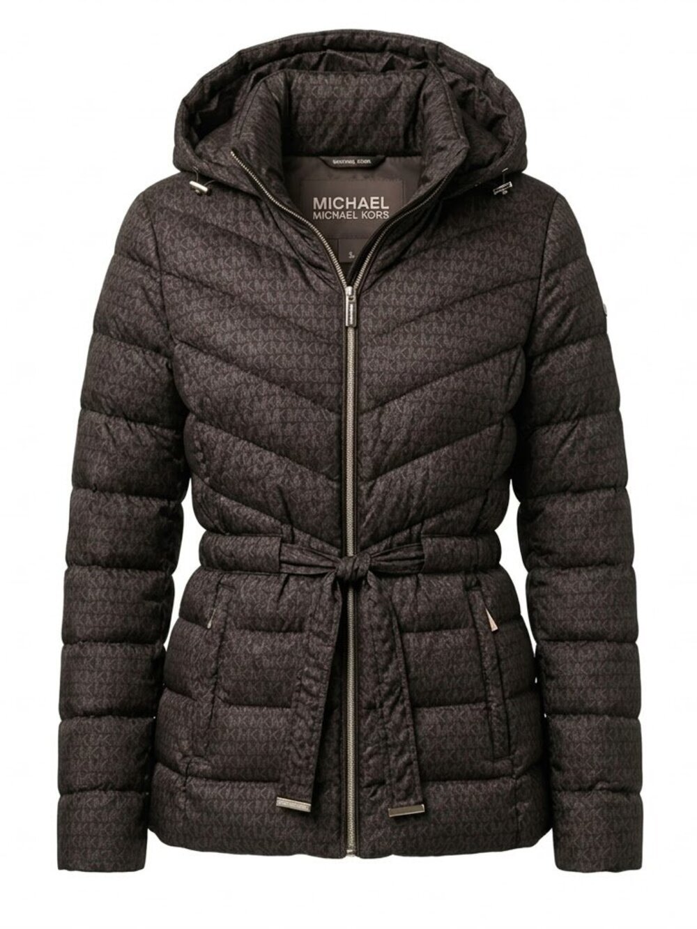 Michael Kors Brown Packable Down Puffer Jacket w/ Bag - XS - Belted - Picture 1 of 10